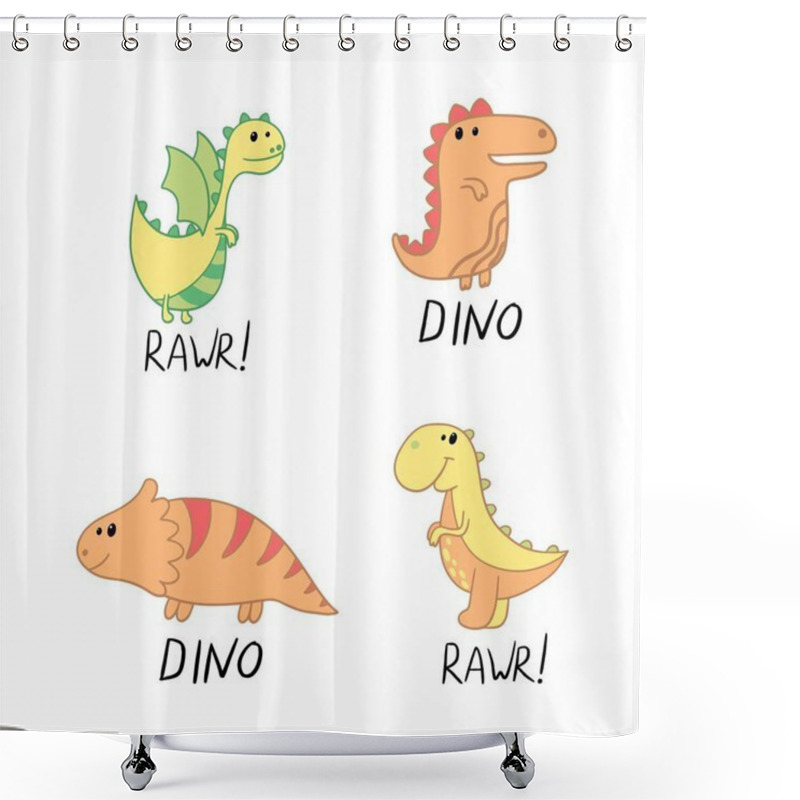 Personality  Funny Cartoon Dino Collection Shower Curtains