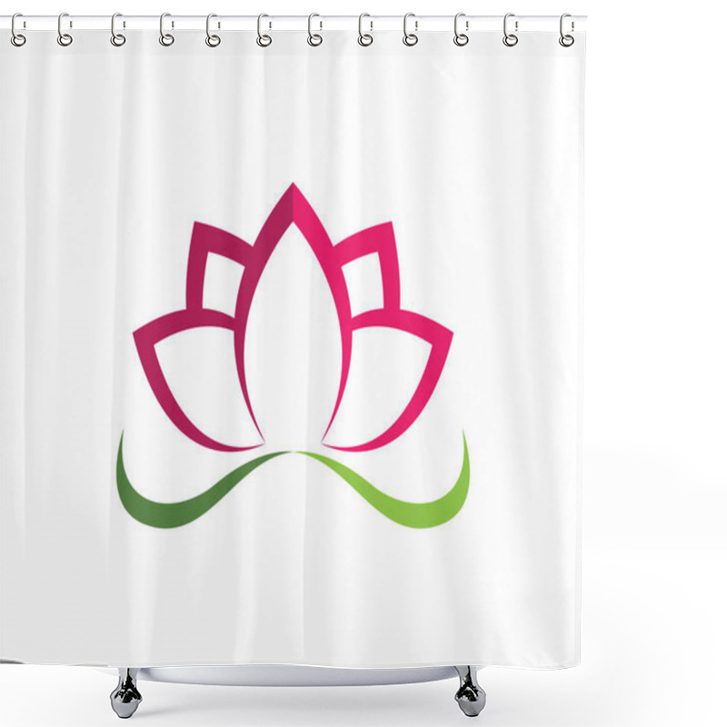 Personality  Lotus Flower Sign For Wellness, Spa And Yoga. Vector Illustratio Shower Curtains