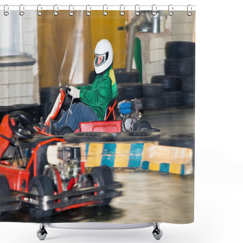 Personality  The Man At The Wheel Go-cart Racing On Training Shower Curtains