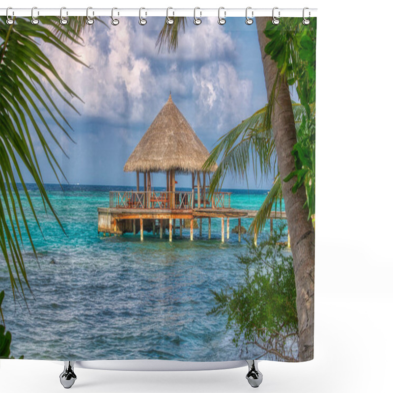 Personality  This Unique Picture Shows A Very Romantic Place In The Middle Of The Sea On An Island Of The Maldives Shower Curtains