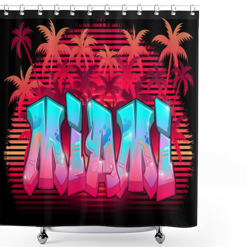 Personality  A Cool Genuine Wildstyle Graffiti Design - Miami Shower Curtains