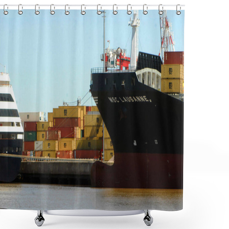 Personality  Ship Container For Transportation Of Cargo Used In Logistics And Onward Transport Shower Curtains