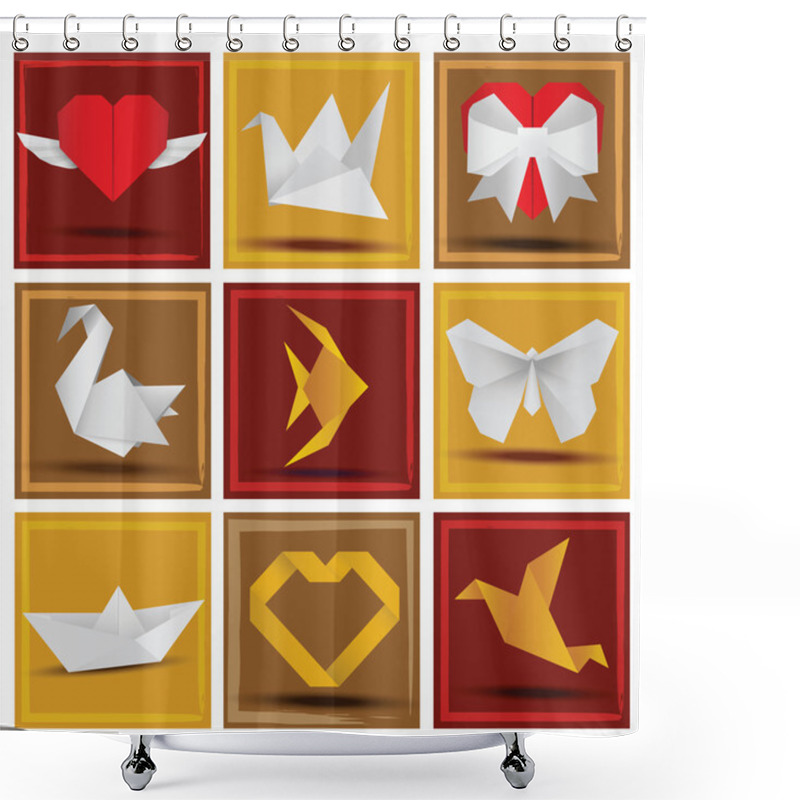 Personality  Origami Animals & Love Symbols Shower Curtains