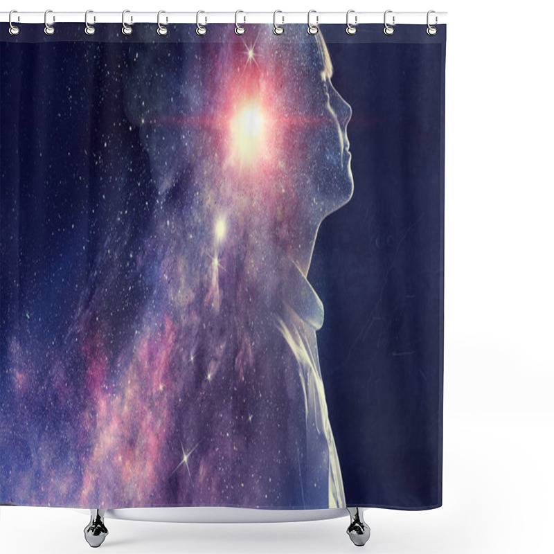 Personality  Exploring This Great World . Mixed Media Shower Curtains