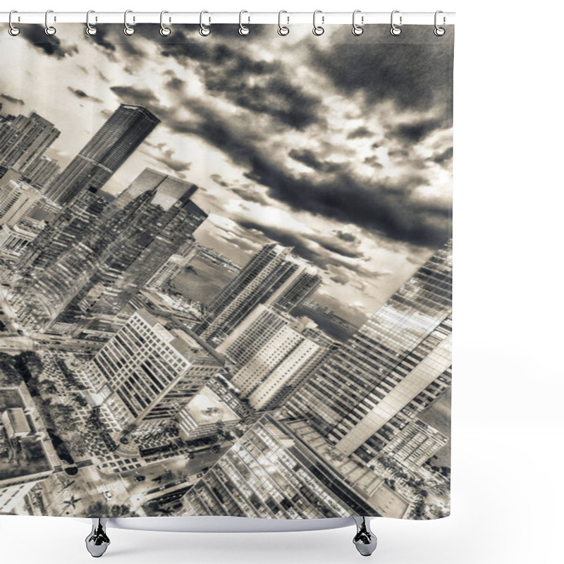 Personality  Amazing Night Lights Of Miami Downtown Skyscrapers, Aerial View. Shower Curtains