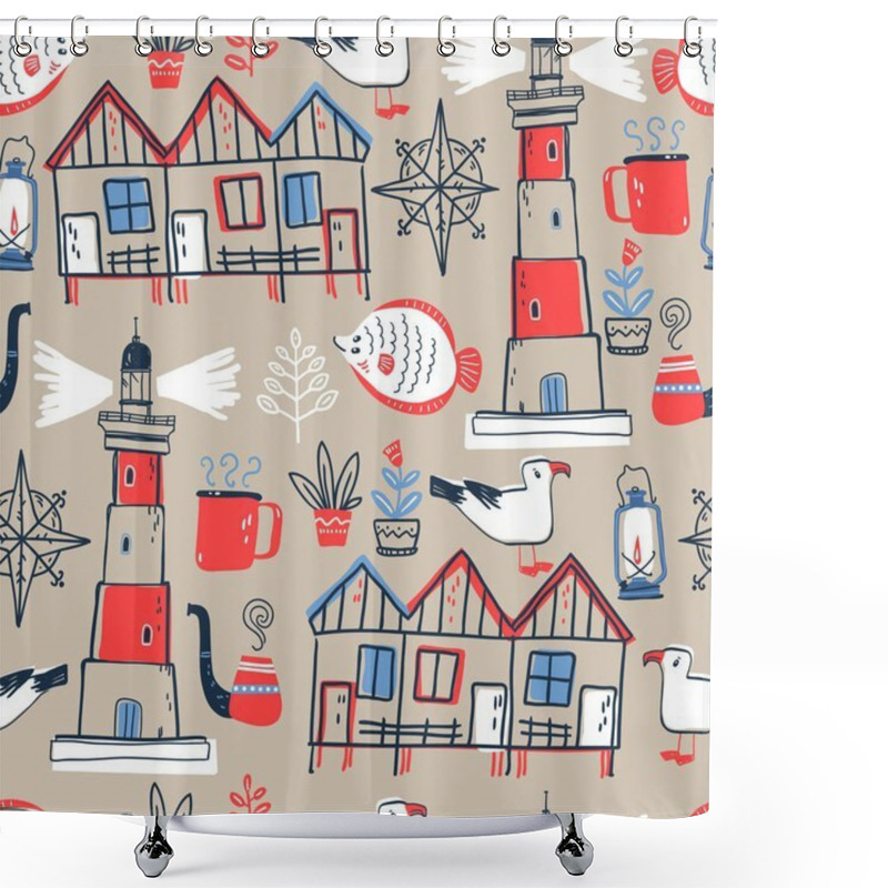 Personality  North Sea ,scandinavian Style Symbols Shower Curtains