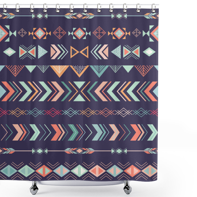 Personality  Tribal Pattern With Geometric Elements Shower Curtains