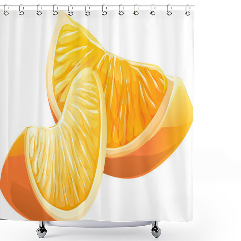 Personality  Realistic Illustration Slice Of Orange Fruit. Shower Curtains