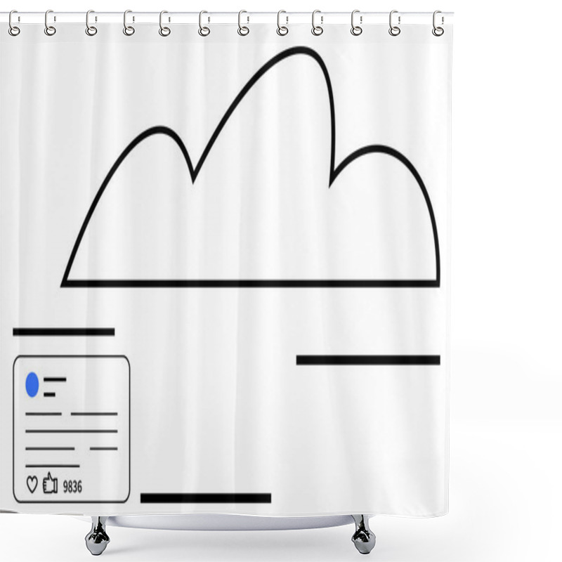 Personality  Cloud Outline With Social Media Post And Metrics. Ideal For Network Communication, Digital Marketing, Online Interaction, Data Sharing, Social Trends, Tech Growth, Abstract Line Flat Metaphor Shower Curtains