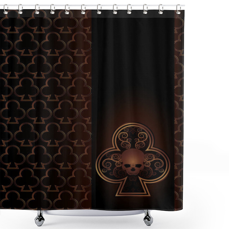 Personality  Poker Clubs Card With Skulls And Floral Ornate. Vector Illustration Shower Curtains