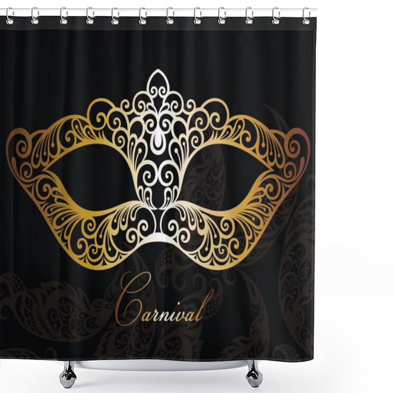 Personality  Golden Carnival Mask.Concept Design Shower Curtains