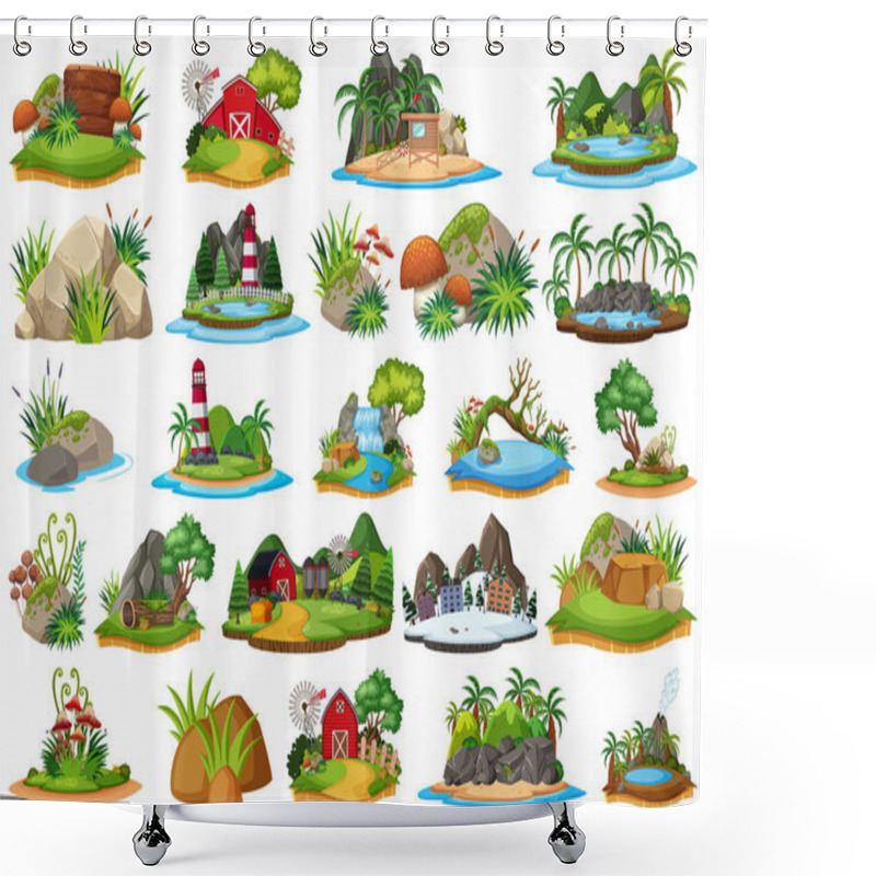 Personality  Set Of Isolated Objects Theme - Landscapes Shower Curtains