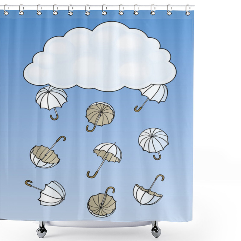 Personality  Umbrella Drop Out From A Cloud Shower Curtains