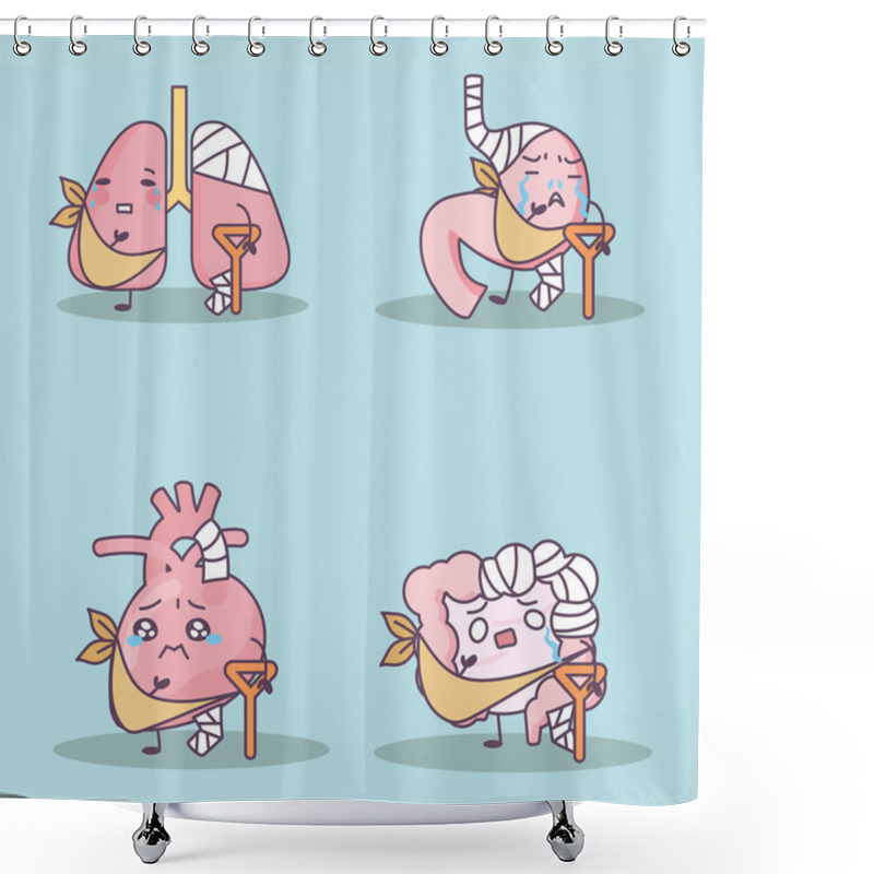 Personality  Different Cute Cartoon Organs Shower Curtains