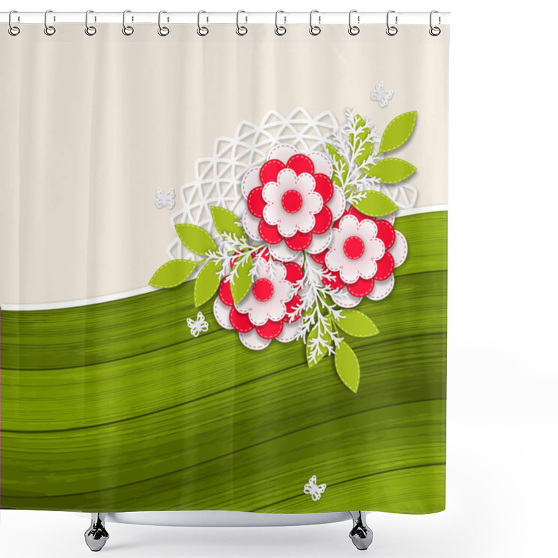 Personality  Floral Wedding Background With Paper Flowers Shower Curtains