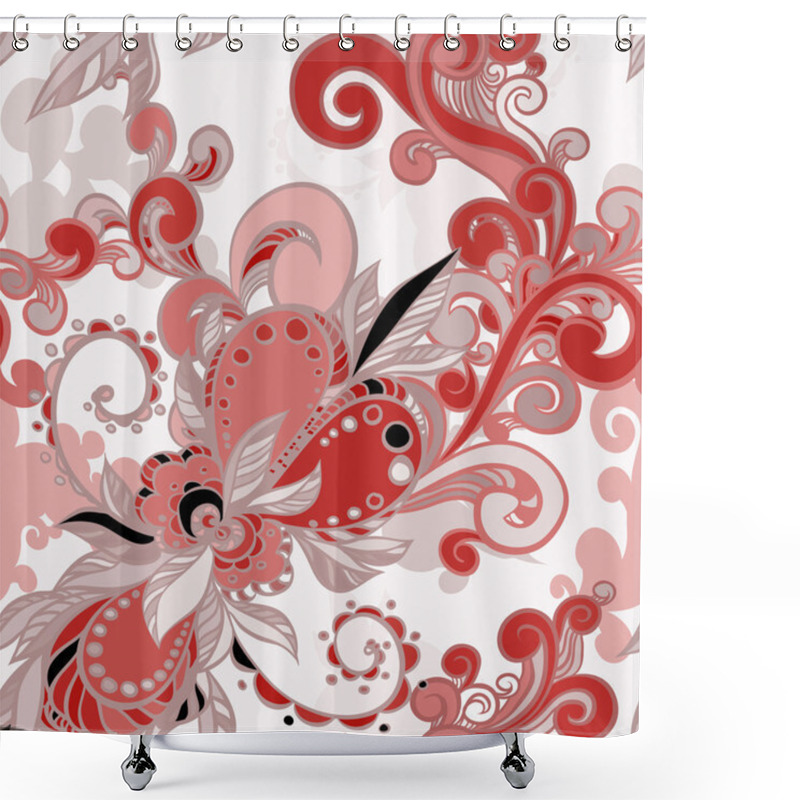 Personality  Floral Seamless Background With Swirls Shower Curtains