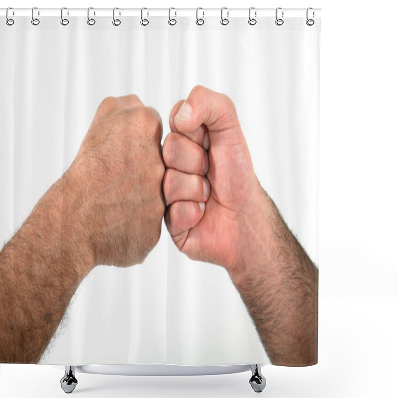 Personality  Two Men Bumping Fists Shower Curtains