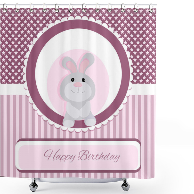 Personality  Vector Greeting Card With Rabbit Shower Curtains