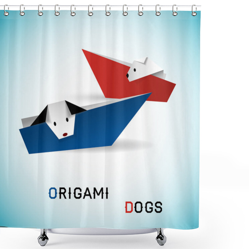 Personality  Dogs In Boats Origami Shower Curtains