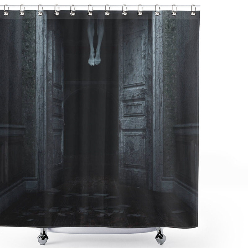 Personality  Devil's Legs,3d Illustration Of Dead Body's Legs Hang From The Ceiling  Shower Curtains