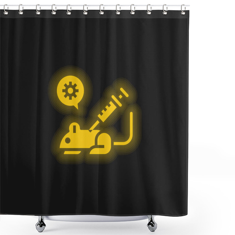 Personality  Animal Testing Yellow Glowing Neon Icon Shower Curtains