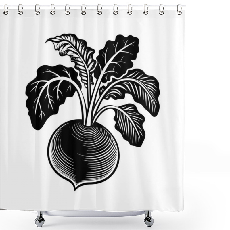 Personality  Beetroot Silhouette Vector Art Illustration Featuring A Bold, Minimalist Outline, Ideal For Farm-to-table Designs, Health-themed Projects, And Organic Branding Shower Curtains