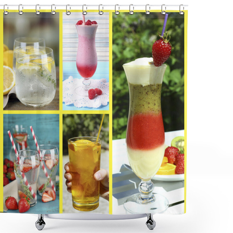 Personality  Collage Of Cold Summer Beverages Shower Curtains