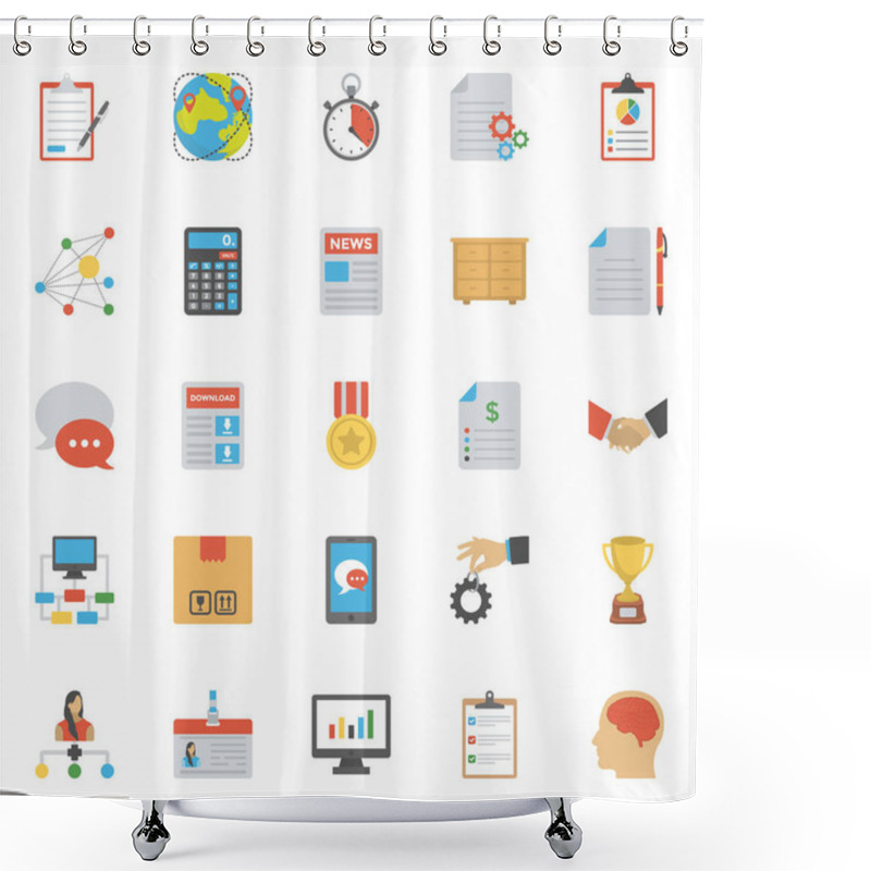 Personality  Flat Vector Icons Of Project Management  Shower Curtains