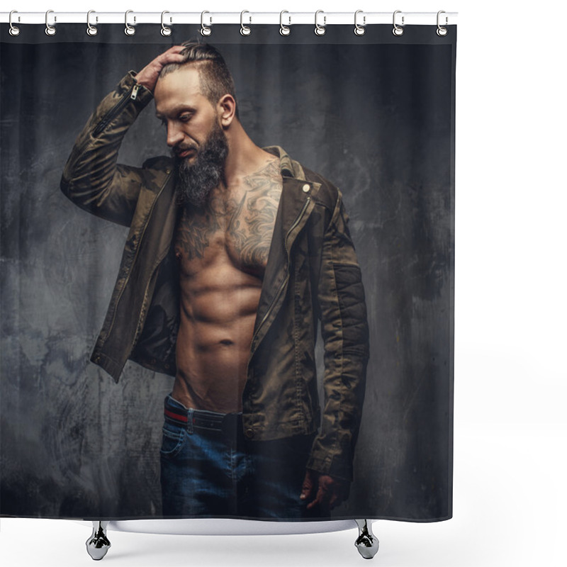 Personality  Modern Bearded Male In Casual Jacket Shower Curtains