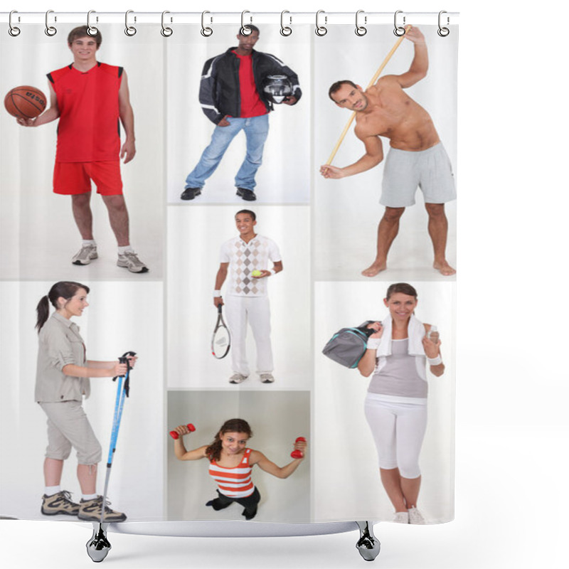 Personality  Collage Of Athletic Shower Curtains