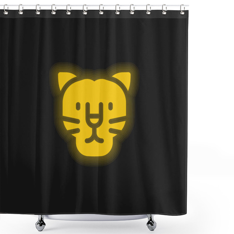 Personality  Black Panther Yellow Glowing Neon Icon Shower Curtains