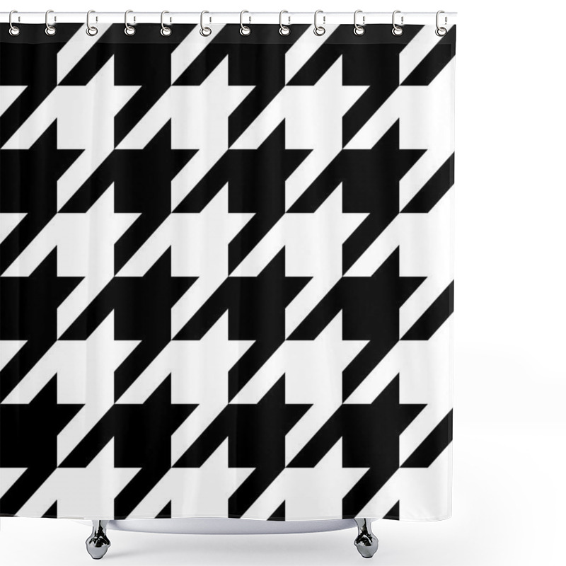 Personality  Vector Houndstooth Seamless Black And White Pattern Shower Curtains