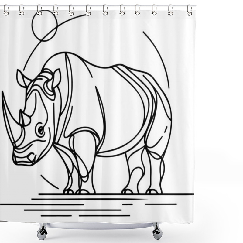 Personality  Abstract Line Art Illustration Of A Rhinoceros With Geometric Patterns Shower Curtains