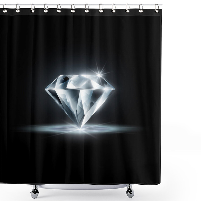 Personality  Diamond Isolated On Black Background Shower Curtains