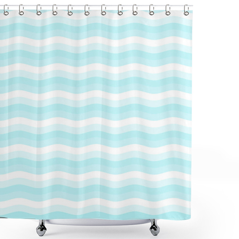 Personality  Blue Abstract Ocean Seascape. Vector Wave Seamless Pattern For Your  Design. Shower Curtains