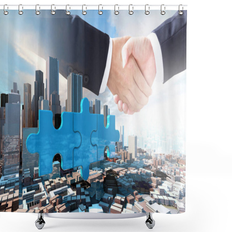 Personality  Merger And Acquisition Business Concept, Join Puzzle Pieces Shower Curtains