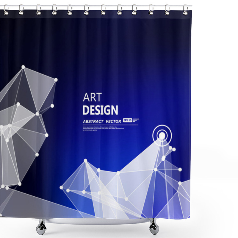 Personality  Abstract Composition, Futuristic Technology, Indigo Blue Font Texture, White Cybernetic Dots, Creative Banner Figure, Wallpaper, Outer Space Flyer Fiber, Neon Star Light Matrix Backdrop, Vector Art Shower Curtains