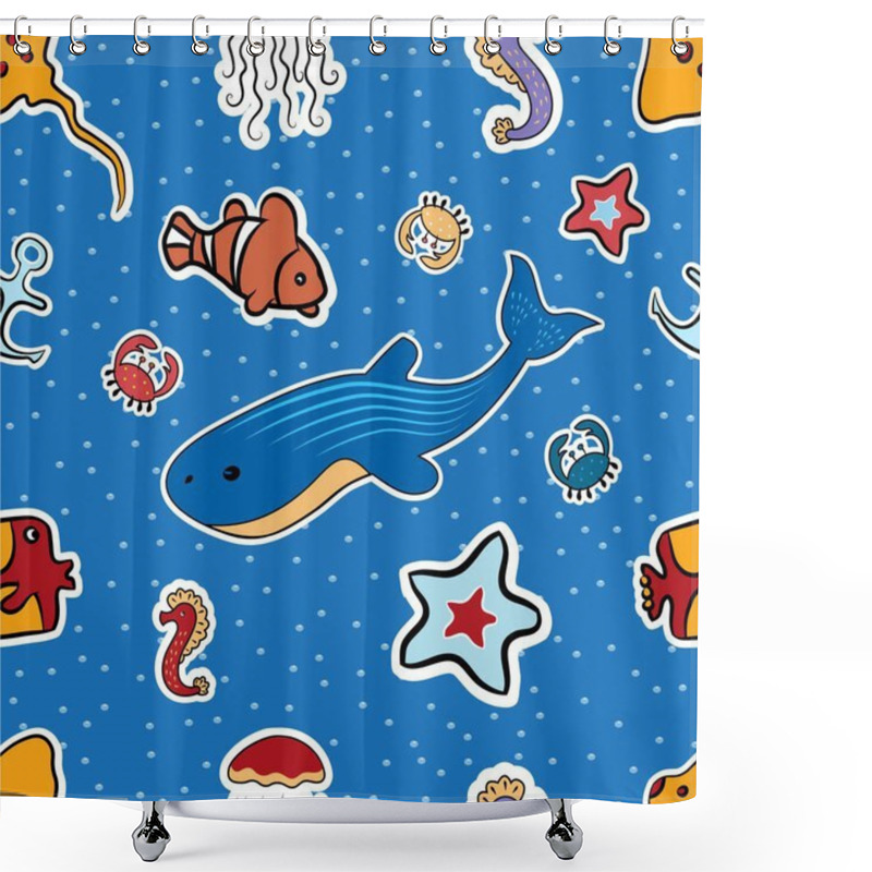 Personality  Seamless Pattern With Fish Shower Curtains