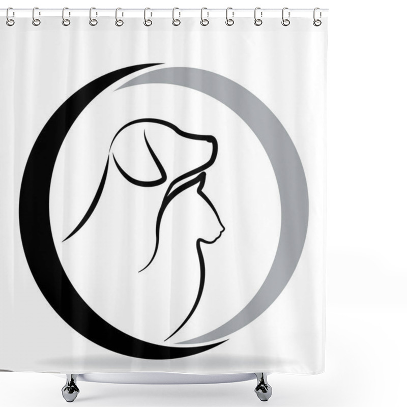 Personality  Dog And Cat Silhouette Logo Shower Curtains