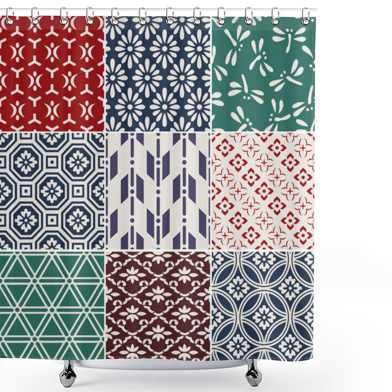 Personality  Seamless Traditional Japanese Background Shower Curtains