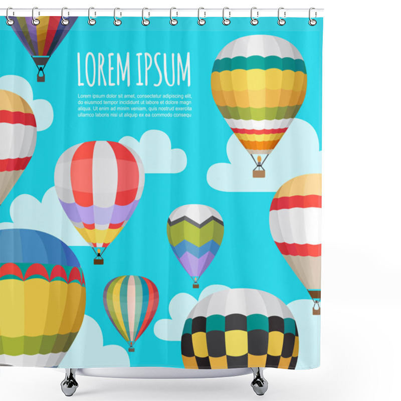 Personality  Hot Air Balloon Vector Backgraund Shower Curtains