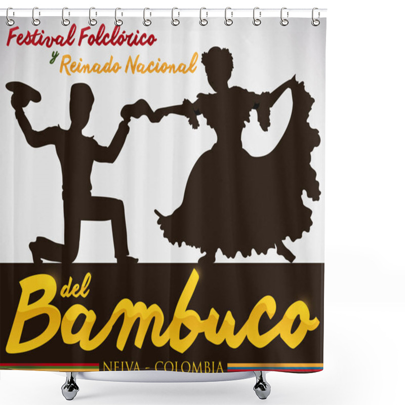 Personality  Bambuco's Silhouette Dance Performance For Colombian Folkloric Festival, Vector Illustration Shower Curtains