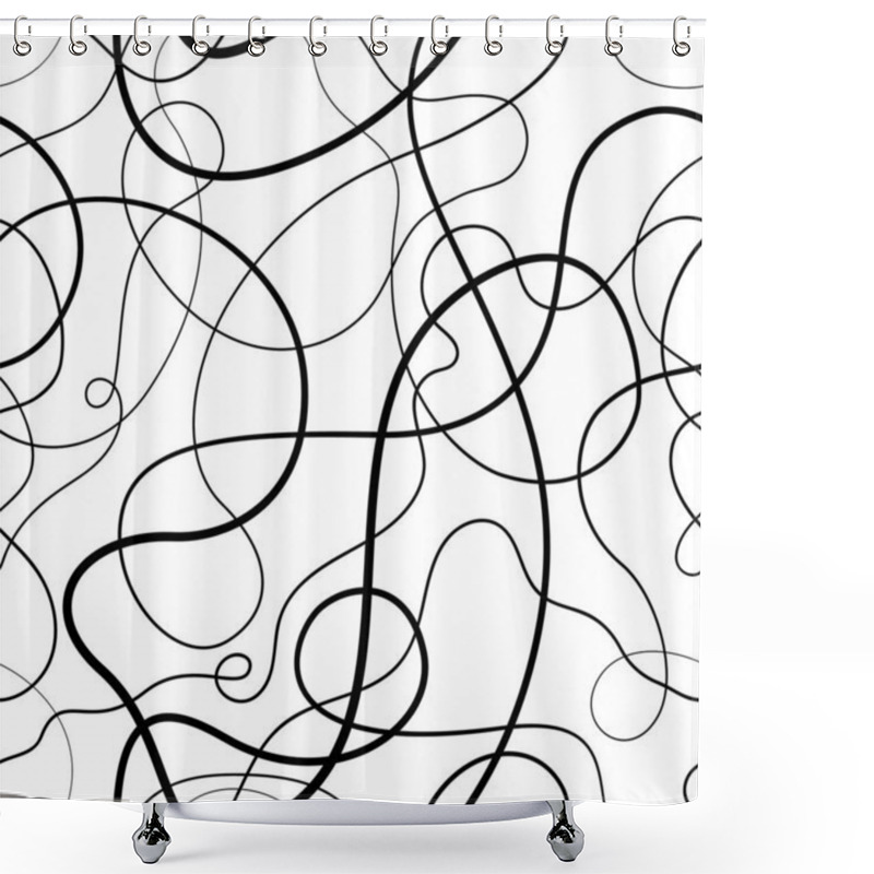 Personality  Seamless Vector Pattern Tangled Lines 24062021 Shower Curtains