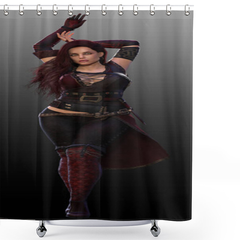 Personality  Busty Glamour Sexy Fantasy Or Steampunk Lady Pirate Shower Curtains