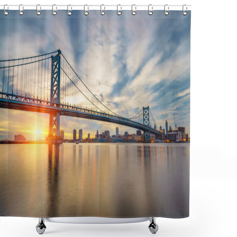 Personality  Ben Franklin Bridge In Philadelphia Shower Curtains