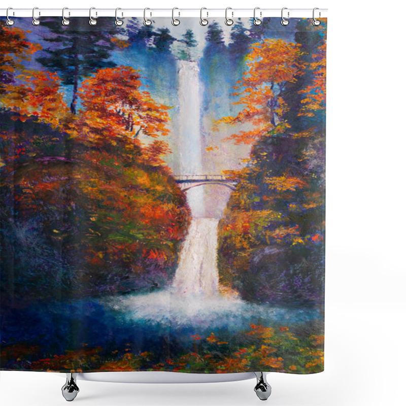 Personality  Autumn Falls Multnomah Oil Painted Shower Curtains