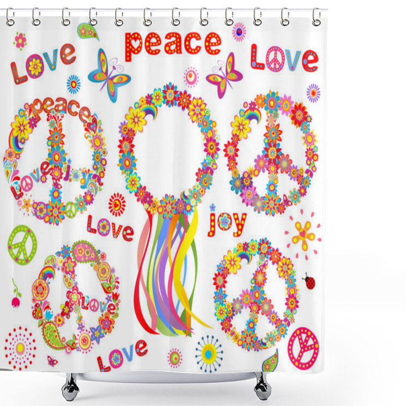 Personality  Hippie Flowers Wreath Shower Curtains