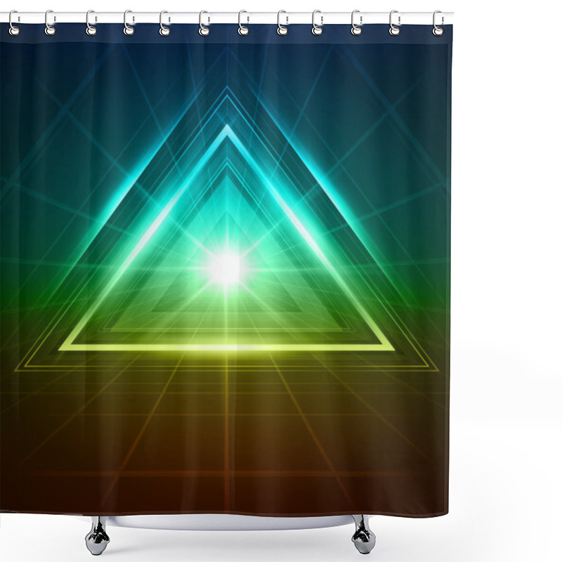 Personality  3D Abstract Triangle Tunnel Vector Background Shower Curtains