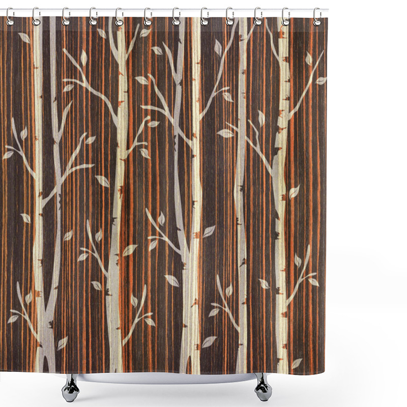 Personality  Decorative Trees On Seamless Background  - Ebony Wood Texture Shower Curtains