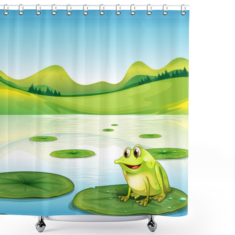 Personality  A Frog Above The Water Lilly Shower Curtains